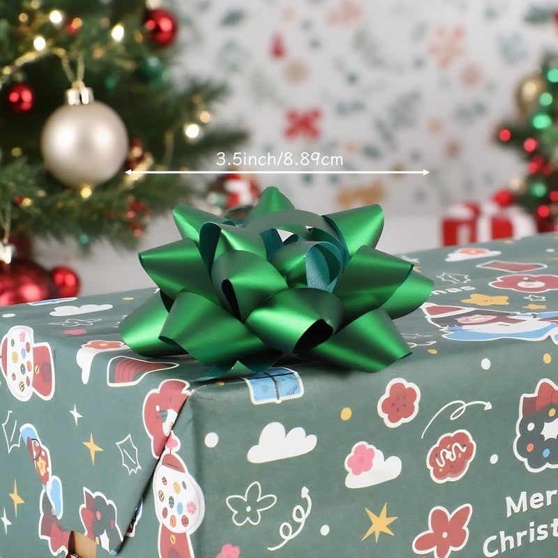 DYSHIPEN 24 Large Gift Bows,3.5 inches, Bows for Gift Wrapping and Presents,Christmas Bows,for Parties, Birthdays, Weddings or Other Holidays. (Green) - Image 4